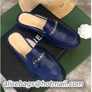 Stylish Chanel X Pharrell Capsule Collection Calfskin Slippers G89756 Blue 2019