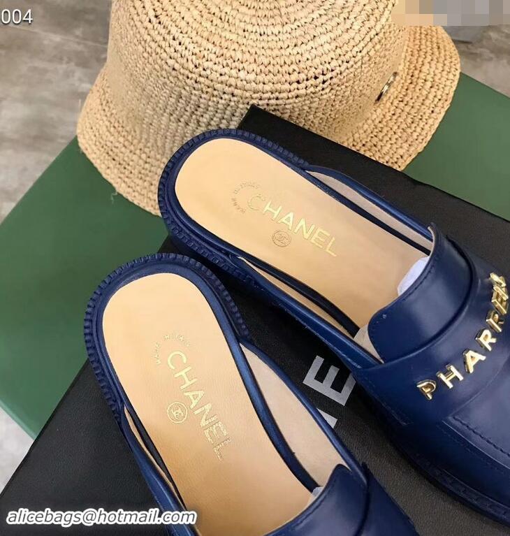 Stylish Chanel X Pharrell Capsule Collection Calfskin Slippers G89756 Blue 2019