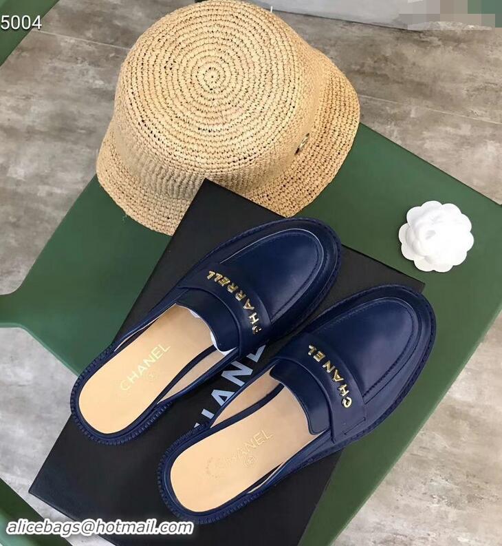 Stylish Chanel X Pharrell Capsule Collection Calfskin Slippers G89756 Blue 2019