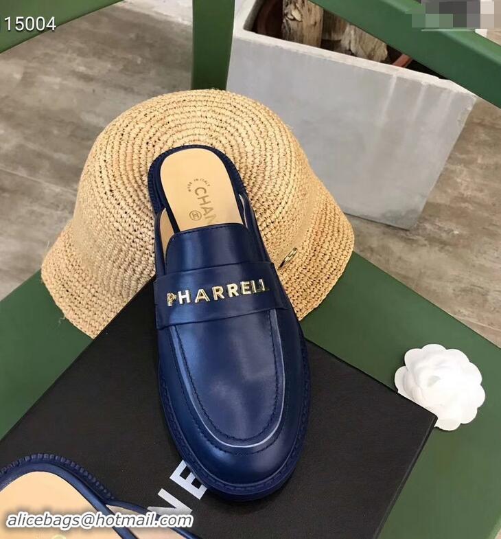 Stylish Chanel X Pharrell Capsule Collection Calfskin Slippers G89756 Blue 2019