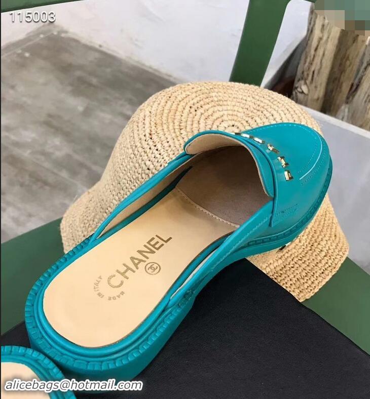 Particularly Chanel X Pharrell Capsule Collection Calfskin Slippers G89756 Turquoise 2019