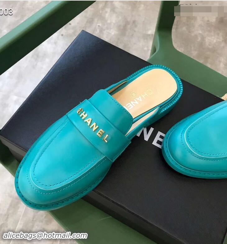 Particularly Chanel X Pharrell Capsule Collection Calfskin Slippers G89756 Turquoise 2019