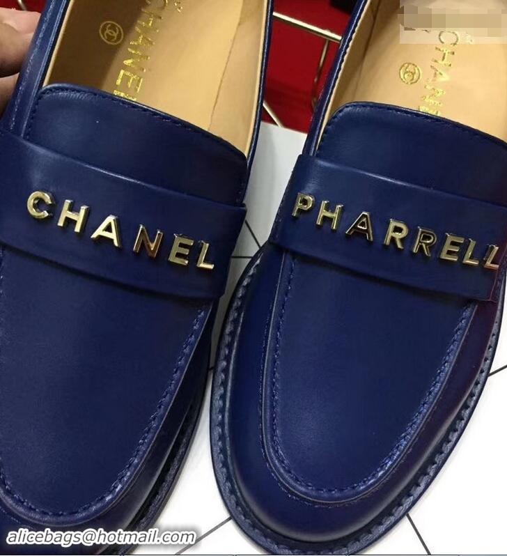 Recommended Chanel X Pharrell Capsule Collection Calfskin Loafers G89757 Blue 2019