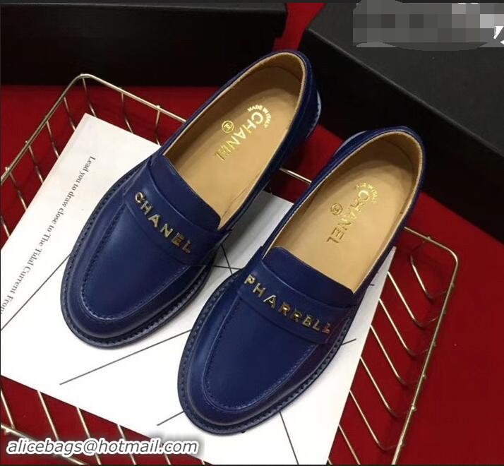 Recommended Chanel X Pharrell Capsule Collection Calfskin Loafers G89757 Blue 2019