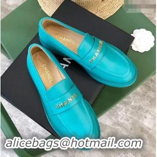 Classic Chanel X Pharrell Capsule Collection Calfskin Loafers G89757 Turquoise 2019