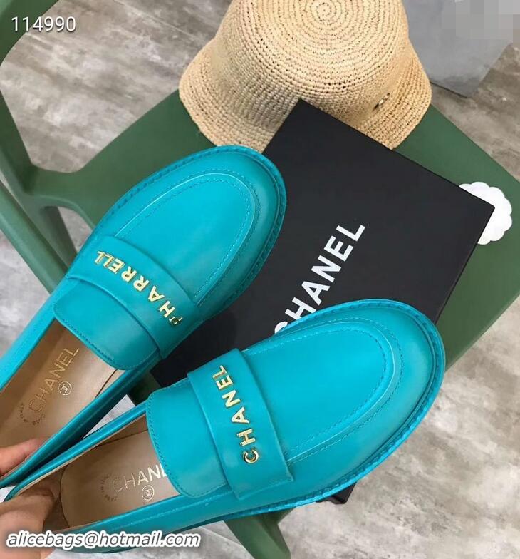 Classic Chanel X Pharrell Capsule Collection Calfskin Loafers G89757 Turquoise 2019