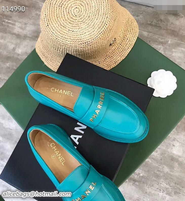 Classic Chanel X Pharrell Capsule Collection Calfskin Loafers G89757 Turquoise 2019