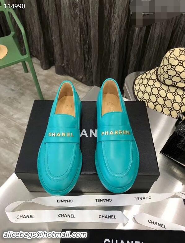 Classic Chanel X Pharrell Capsule Collection Calfskin Loafers G89757 Turquoise 2019