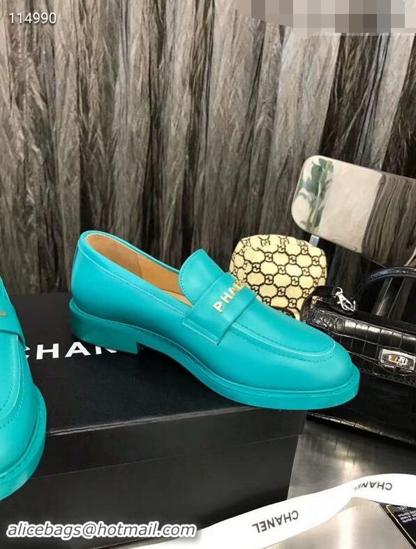 Classic Chanel X Pharrell Capsule Collection Calfskin Loafers G89757 Turquoise 2019