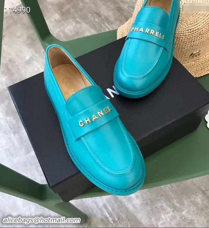 Classic Chanel X Pharrell Capsule Collection Calfskin Loafers G89757 Turquoise 2019