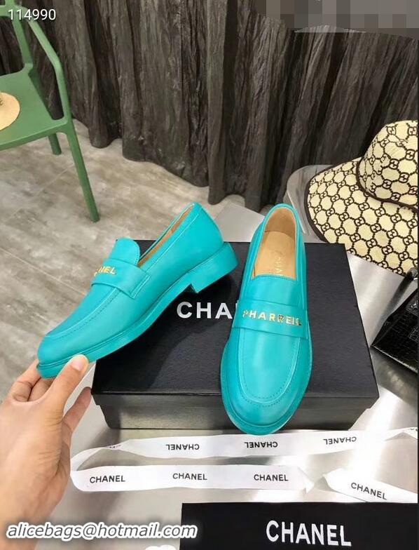 Classic Chanel X Pharrell Capsule Collection Calfskin Loafers G89757 Turquoise 2019