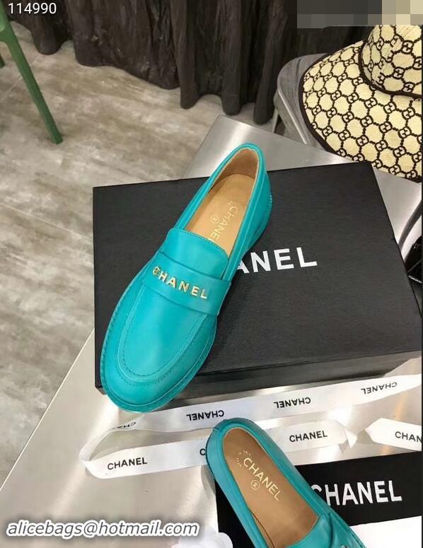 Classic Chanel X Pharrell Capsule Collection Calfskin Loafers G89757 Turquoise 2019