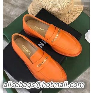 Top Design Chanel X Pharrell Capsule Collection Calfskin Loafers G89757 Orange 2019