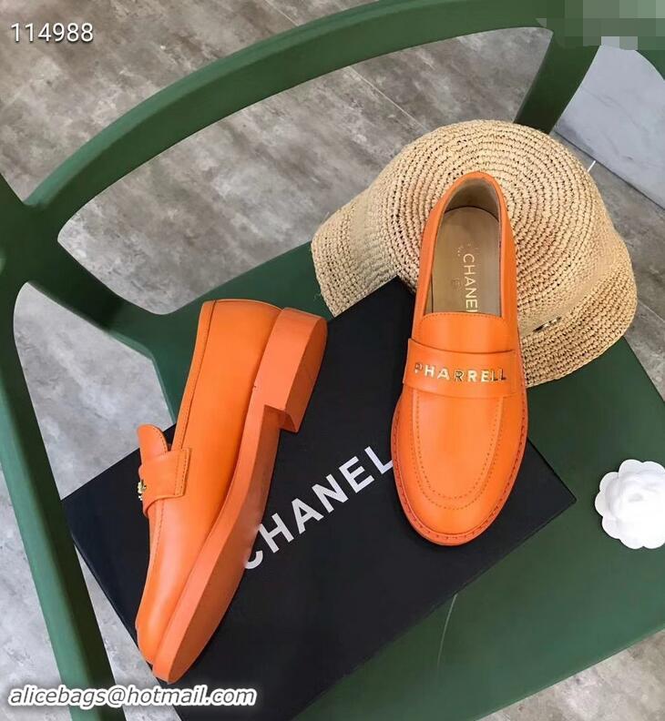 Top Design Chanel X Pharrell Capsule Collection Calfskin Loafers G89757 Orange 2019