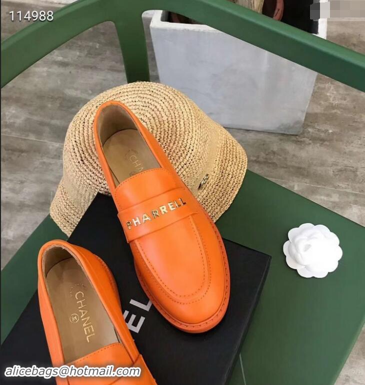 Top Design Chanel X Pharrell Capsule Collection Calfskin Loafers G89757 Orange 2019