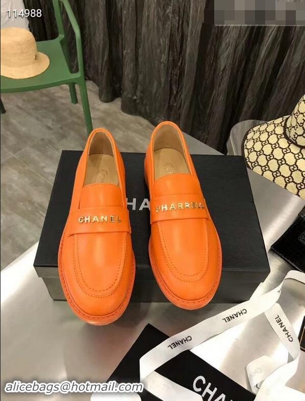 Top Design Chanel X Pharrell Capsule Collection Calfskin Loafers G89757 Orange 2019