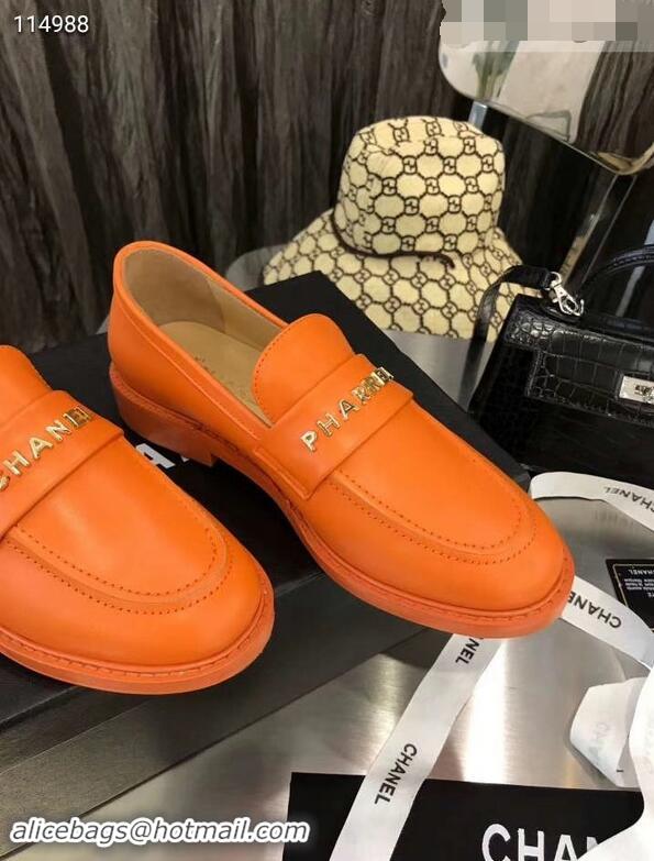 Top Design Chanel X Pharrell Capsule Collection Calfskin Loafers G89757 Orange 2019