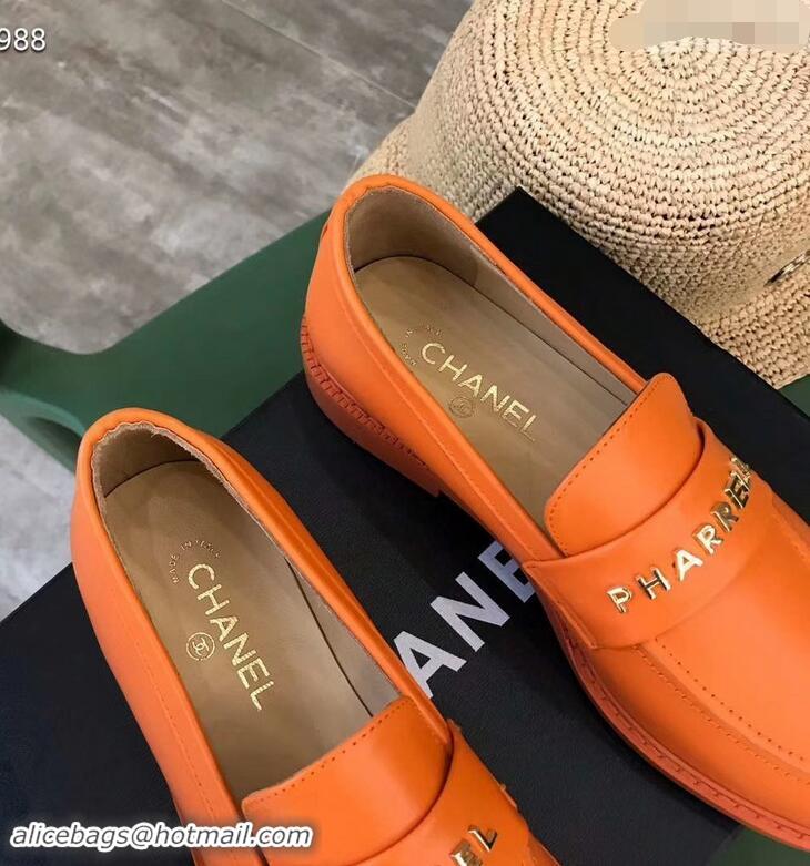 Top Design Chanel X Pharrell Capsule Collection Calfskin Loafers G89757 Orange 2019