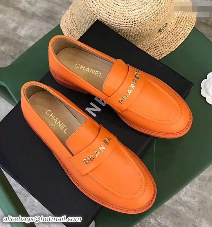 Top Design Chanel X Pharrell Capsule Collection Calfskin Loafers G89757 Orange 2019