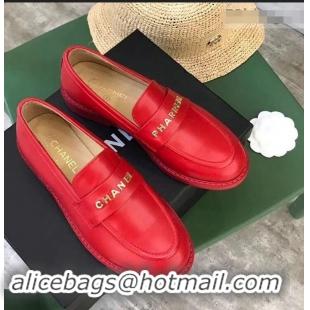 Hot Style Chanel X Pharrell Capsule Collection Calfskin Loafers G89757 Red 2019