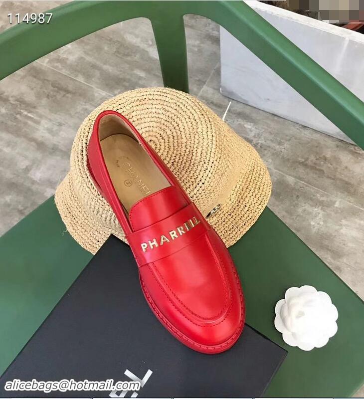 Hot Style Chanel X Pharrell Capsule Collection Calfskin Loafers G89757 Red 2019