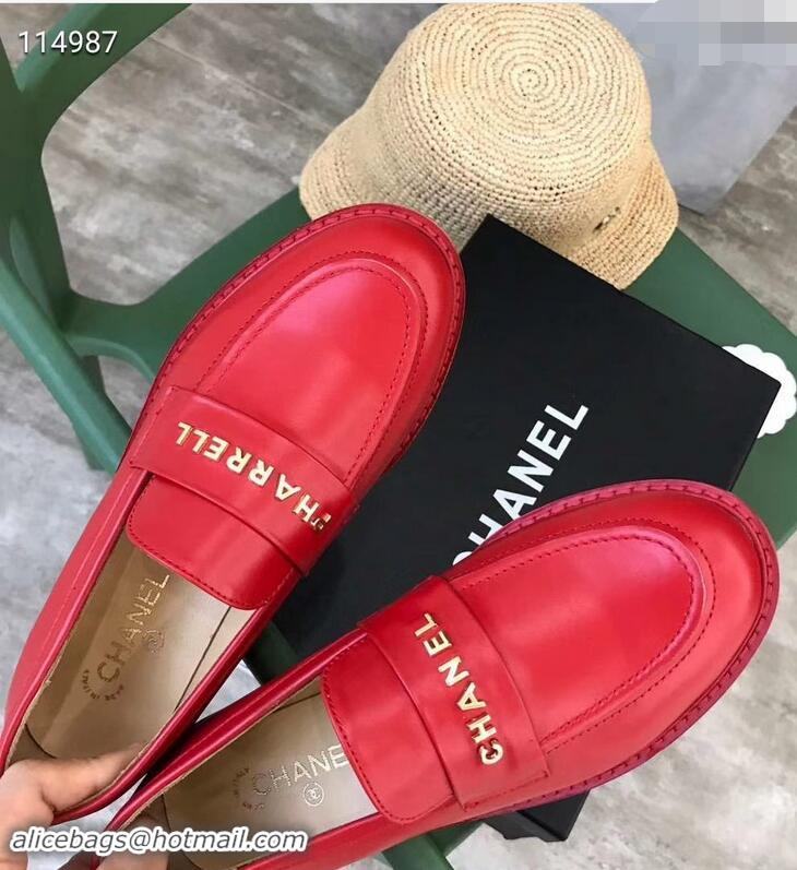 Hot Style Chanel X Pharrell Capsule Collection Calfskin Loafers G89757 Red 2019