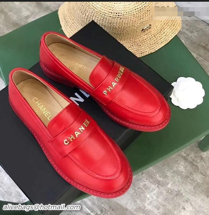 Hot Style Chanel X Pharrell Capsule Collection Calfskin Loafers G89757 Red 2019