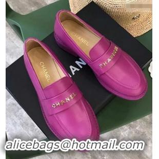 Sophisticated Chanel X Pharrell Capsule Collection Calfskin Loafers G89757 Purle 2019