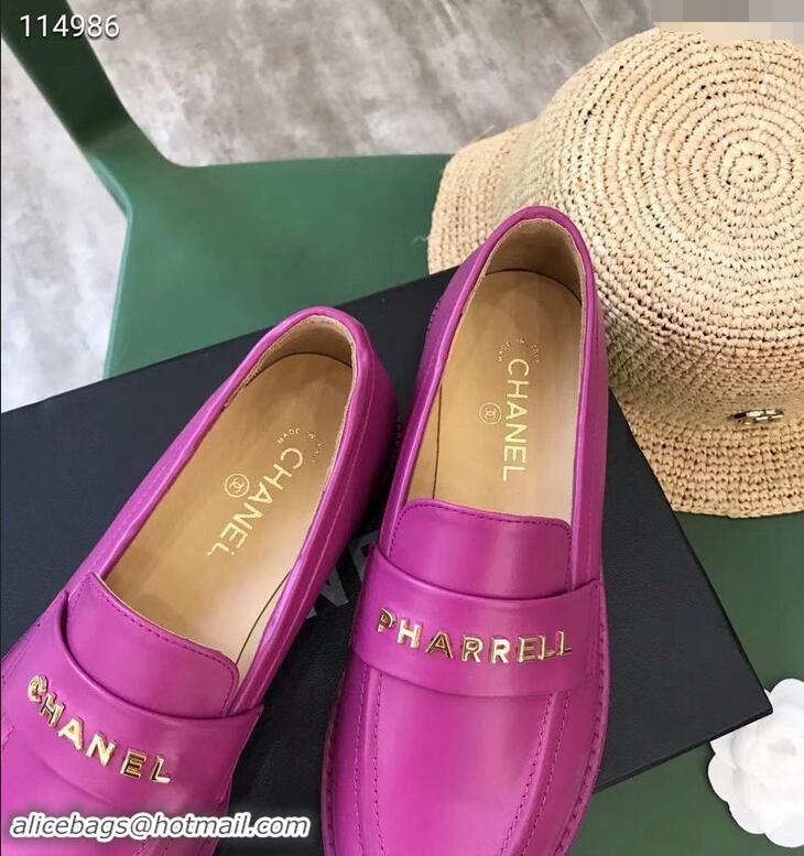 Sophisticated Chanel X Pharrell Capsule Collection Calfskin Loafers G89757 Purle 2019