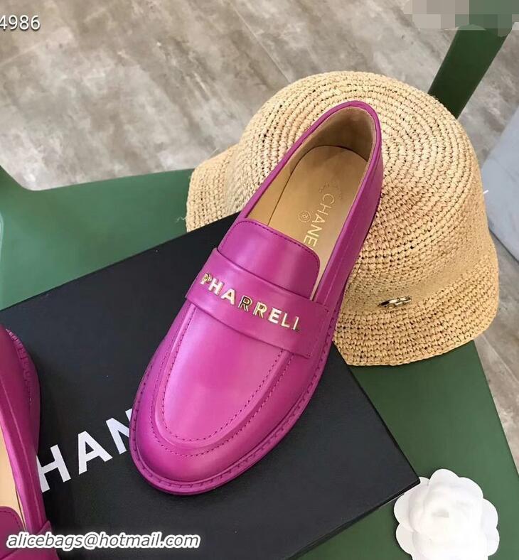 Sophisticated Chanel X Pharrell Capsule Collection Calfskin Loafers G89757 Purle 2019