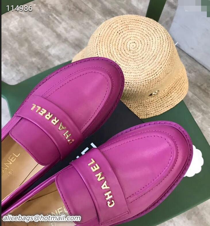 Sophisticated Chanel X Pharrell Capsule Collection Calfskin Loafers G89757 Purle 2019