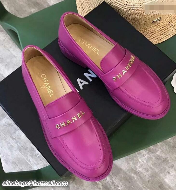 Sophisticated Chanel X Pharrell Capsule Collection Calfskin Loafers G89757 Purle 2019