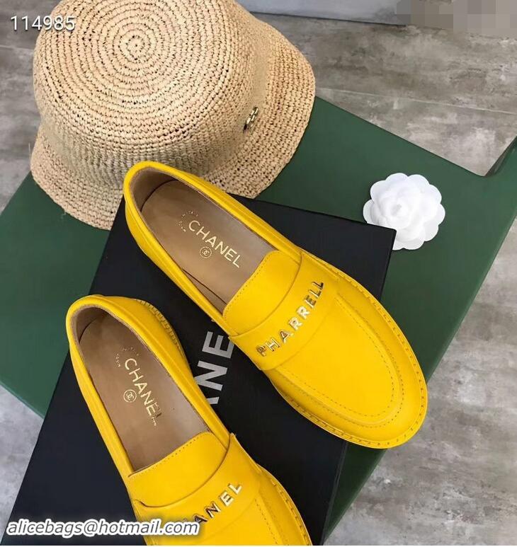 Chic Chanel X Pharrell Capsule Collection Calfskin Loafers G89757 Yellow 2019