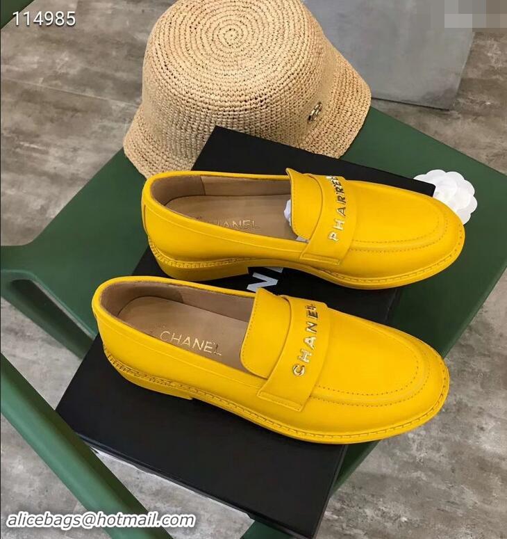 Chic Chanel X Pharrell Capsule Collection Calfskin Loafers G89757 Yellow 2019