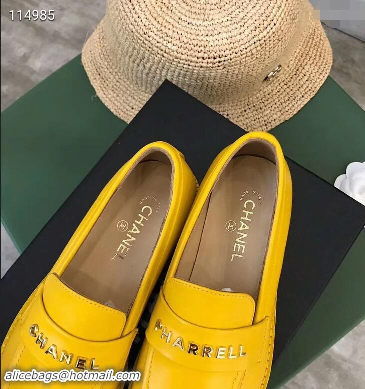 Chic Chanel X Pharrell Capsule Collection Calfskin Loafers G89757 Yellow 2019