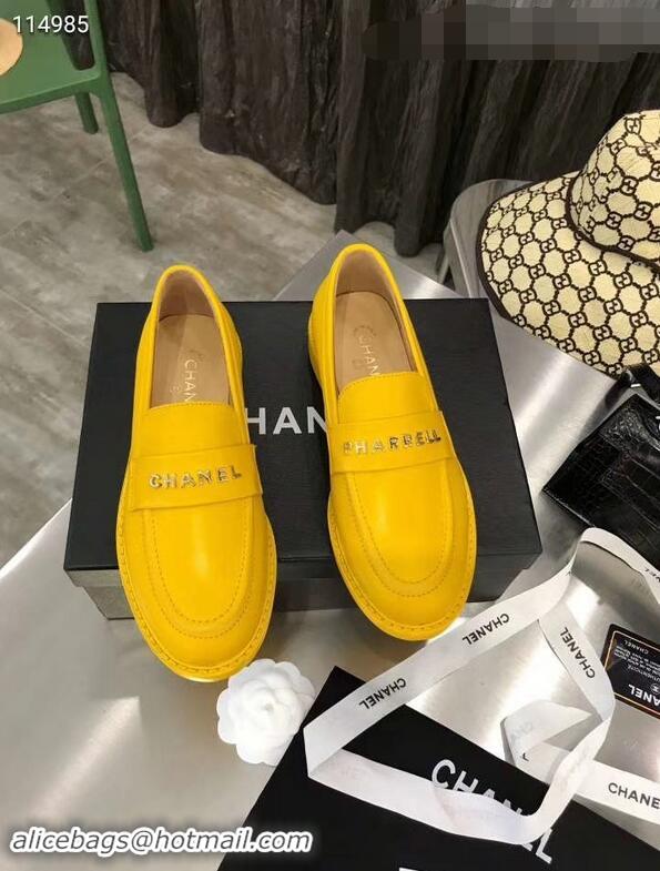 Chic Chanel X Pharrell Capsule Collection Calfskin Loafers G89757 Yellow 2019