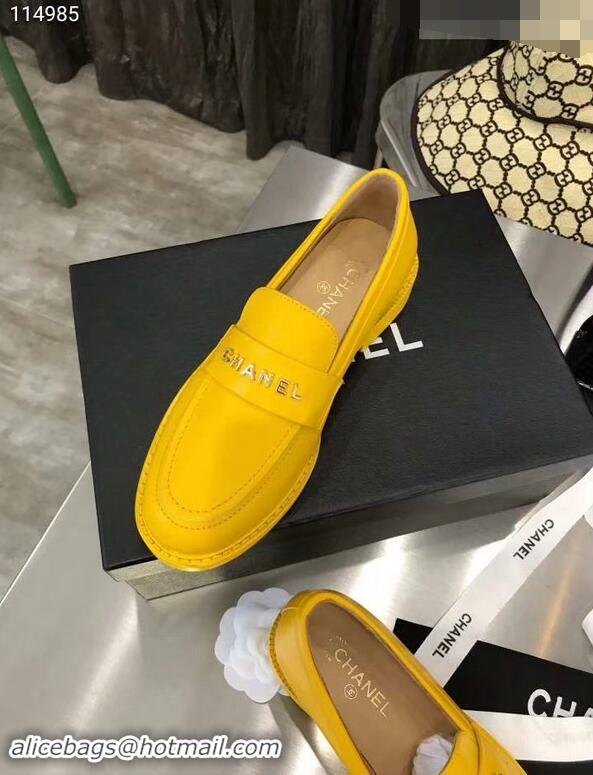 Chic Chanel X Pharrell Capsule Collection Calfskin Loafers G89757 Yellow 2019