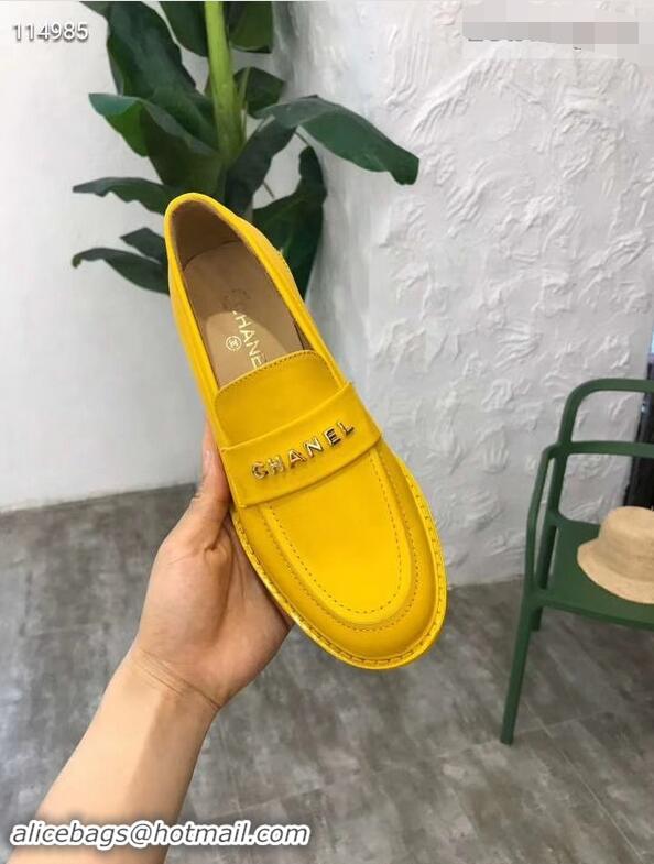 Chic Chanel X Pharrell Capsule Collection Calfskin Loafers G89757 Yellow 2019