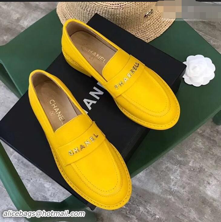 Chic Chanel X Pharrell Capsule Collection Calfskin Loafers G89757 Yellow 2019