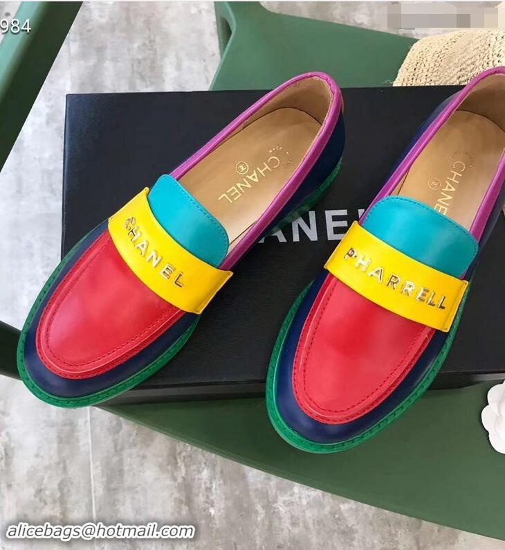 Imitation Chanel X Pharrell Capsule Collection Calfskin Loafers G89757 Multicolor 2019