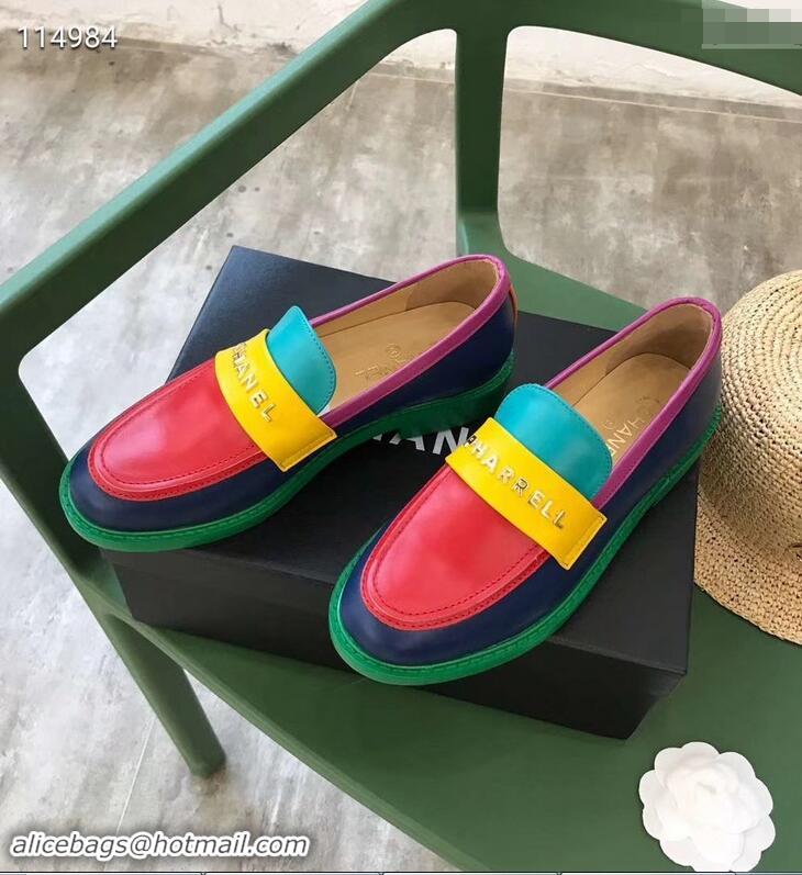 Imitation Chanel X Pharrell Capsule Collection Calfskin Loafers G89757 Multicolor 2019