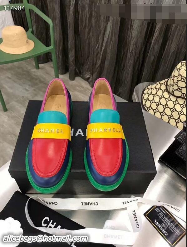 Imitation Chanel X Pharrell Capsule Collection Calfskin Loafers G89757 Multicolor 2019