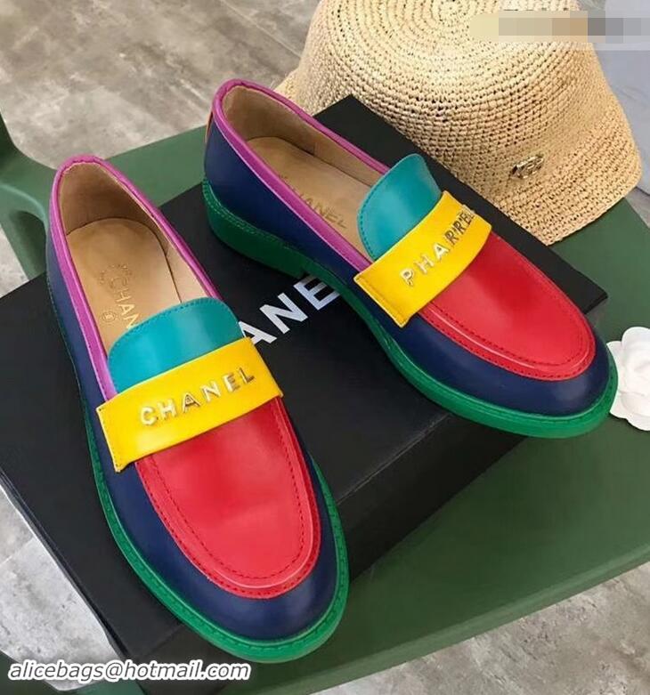 Imitation Chanel X Pharrell Capsule Collection Calfskin Loafers G89757 Multicolor 2019