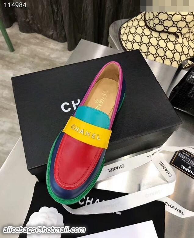 Imitation Chanel X Pharrell Capsule Collection Calfskin Loafers G89757 Multicolor 2019