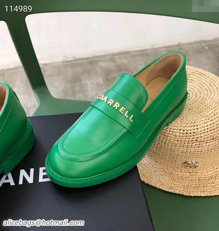 Faux Chanel X Pharrell Capsule Collection Calfskin Loafers G89757 Green 2019