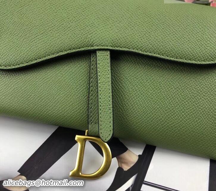 Shop Cheap Dior Large Saddle Wallet on Chain Clutch in Grained Calfskin 500523 Green 2019