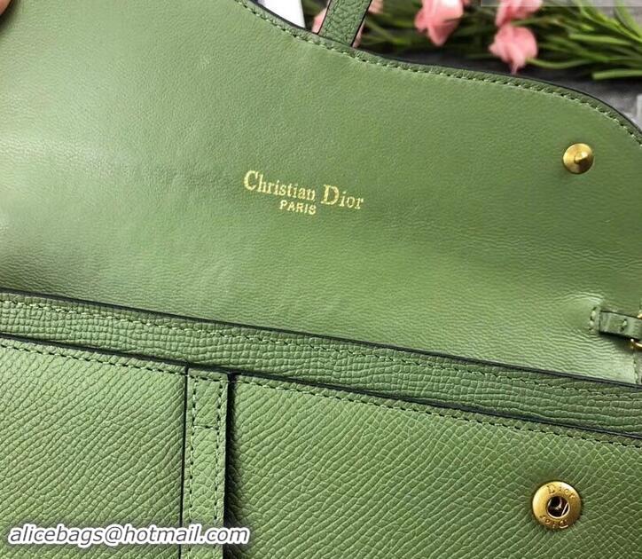 Shop Cheap Dior Large Saddle Wallet on Chain Clutch in Grained Calfskin 500523 Green 2019