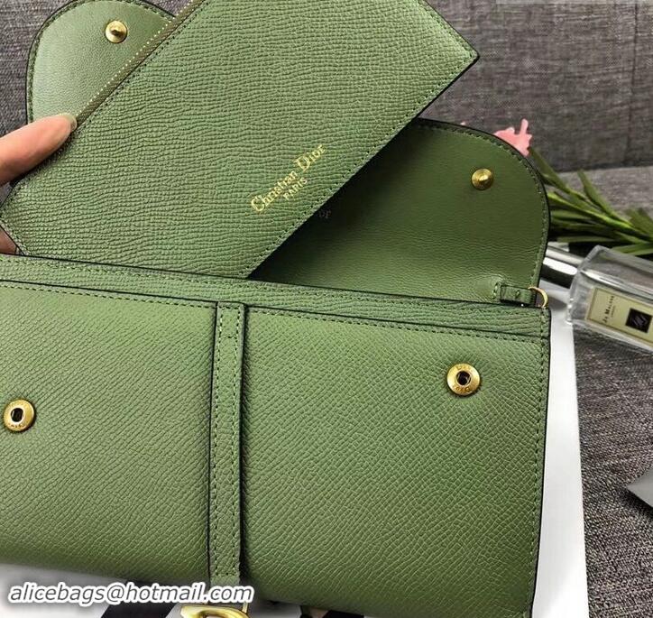 Shop Cheap Dior Large Saddle Wallet on Chain Clutch in Grained Calfskin 500523 Green 2019