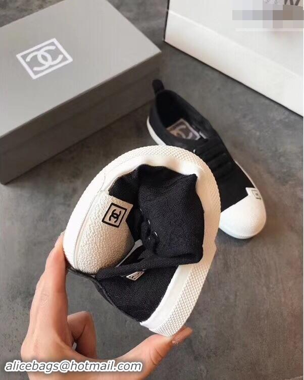 Modern Chanel Vintage Logo Lace Canvas Sneakers 904305 Black 2019