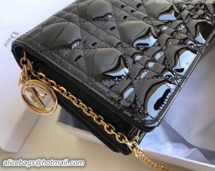 Well Crafted Dior Dioraddict Chain Shoulder Bag in Patent Cannage Leather 500530 Black 2019